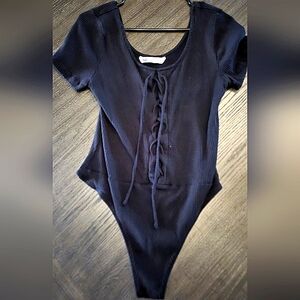 SO Blue Short Sleeve Tie Front Bodysuit "Read Below"